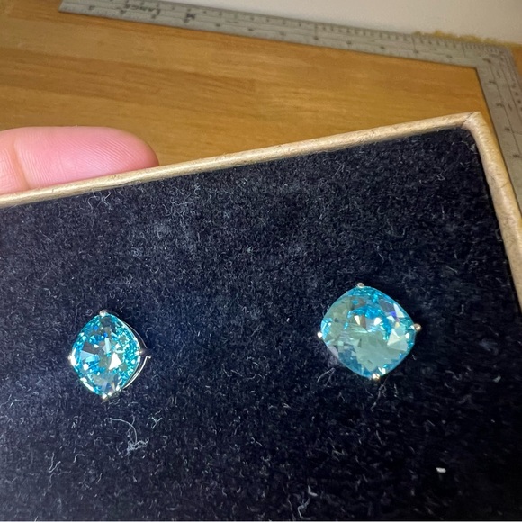 Origami Owl blue crystal rhinestone stud large silver tone statement bling shiny - Picture 3 of 4